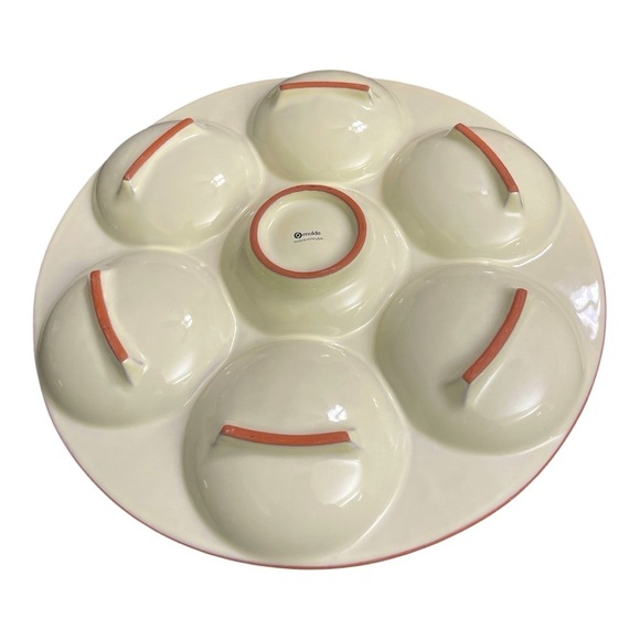Molde Portugal CreamCeramic Circle Divided Round Serving Tray - Picture 2 of 8